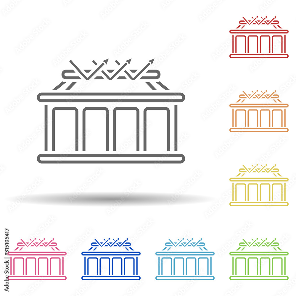 Poster greenhouse, sunny, gardening in multi color style icon. simple thin line, outline vector of pollutio