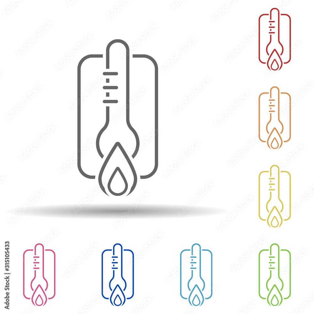 Poster temperature, hot, degrees in multi color style icon. simple thin line, outline vector of pollution i