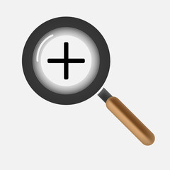 Fototapeta premium The magnifying glass icon, the search sign for information. A search engine sign, a black simple isolated magnifying glass on a white background. Vector eps illustration.
