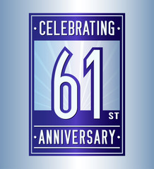 61 years logo design template. Anniversary vector and illustration.