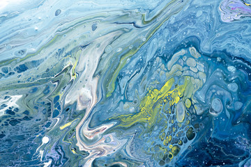 Blue Acrylic Pour Color Liquid marble abstract surfaces Design.
