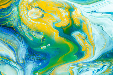 Blue Acrylic Pour Color Liquid marble abstract surfaces Design.