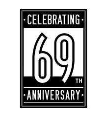 69 years logo design template. Anniversary vector and illustration.