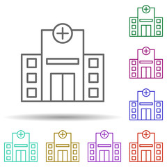 Building, clinic, hospital in multi color style icon. Simple thin line, outline vector of hospital building icons for ui and ux, website or mobile application