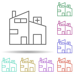 Building, clinic, hospital in multi color style icon. Simple thin line, outline vector of hospital building icons for ui and ux, website or mobile application