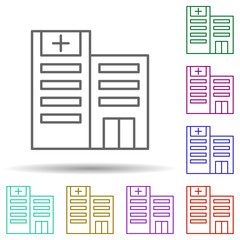 Building, clinic, hospital in multi color style icon. Simple thin line, outline vector of hospital building icons for ui and ux, website or mobile application