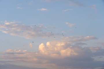 Sky clouds. Beautiful white clouds on blue sky.