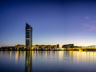 Millennium Tower next to Danube in Vienna, Austria