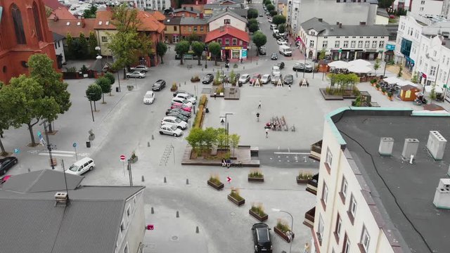 Panorama miasta z rynkiem z lotu ptaka