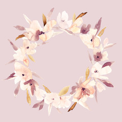Watercolor flower wreath.