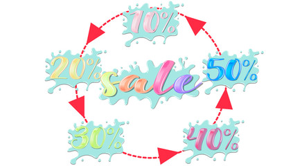 Vector set in cartoon style discounts and sales.