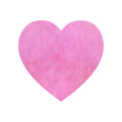 Watercolor heart of pink color.