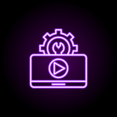 Business talking, computer neon icon. Elements of professional seo set. Simple icon for websites, web design, mobile app, info graphics