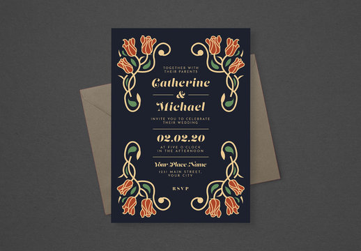 Floral Wedding Invitation Layout