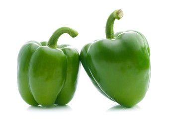 Green pepper on white background