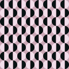 Geometric seamless pattern with semicircles in retro scandinavian style, raster version	