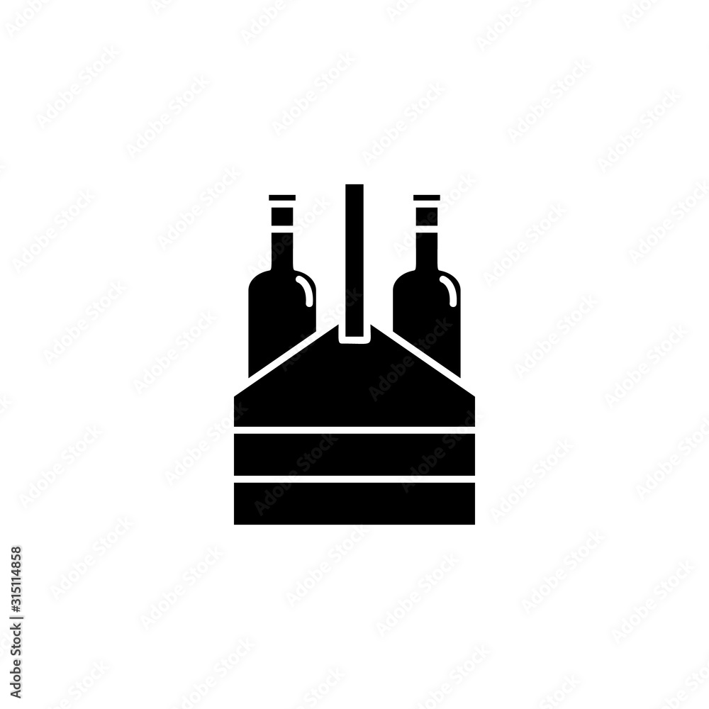 Poster box with bottles of wine icon. element of drinks icon for mobile concept and web apps. thin line box