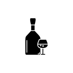 bottle and glass of cognac icon. Element of drinks icon for mobile concept and web apps. Thin line bottle and glass of cognac icon can be used for web and mobile. Premium icon on white background