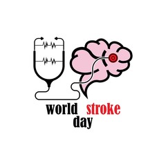 World stroke day design. Vector concept for banners or posters in flat style. Human head in profile view and text template