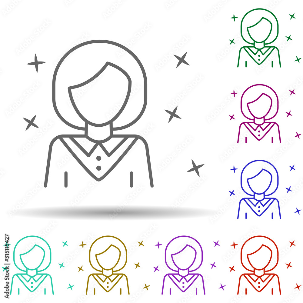 Poster woman avatar multi color style icon. simple thin line, outline vector of avatar icons for ui and ux,