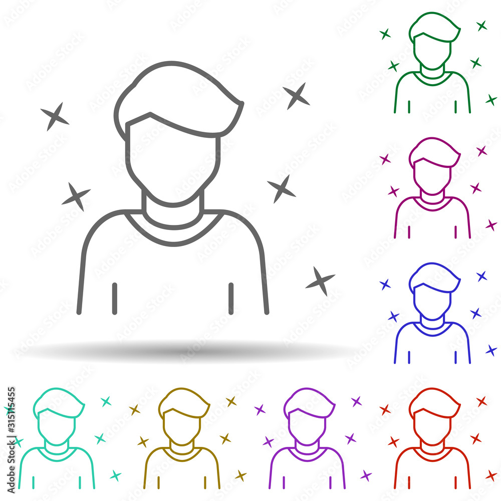 Poster man young avatar multi color style icon. simple thin line, outline vector of avatar icons for ui and