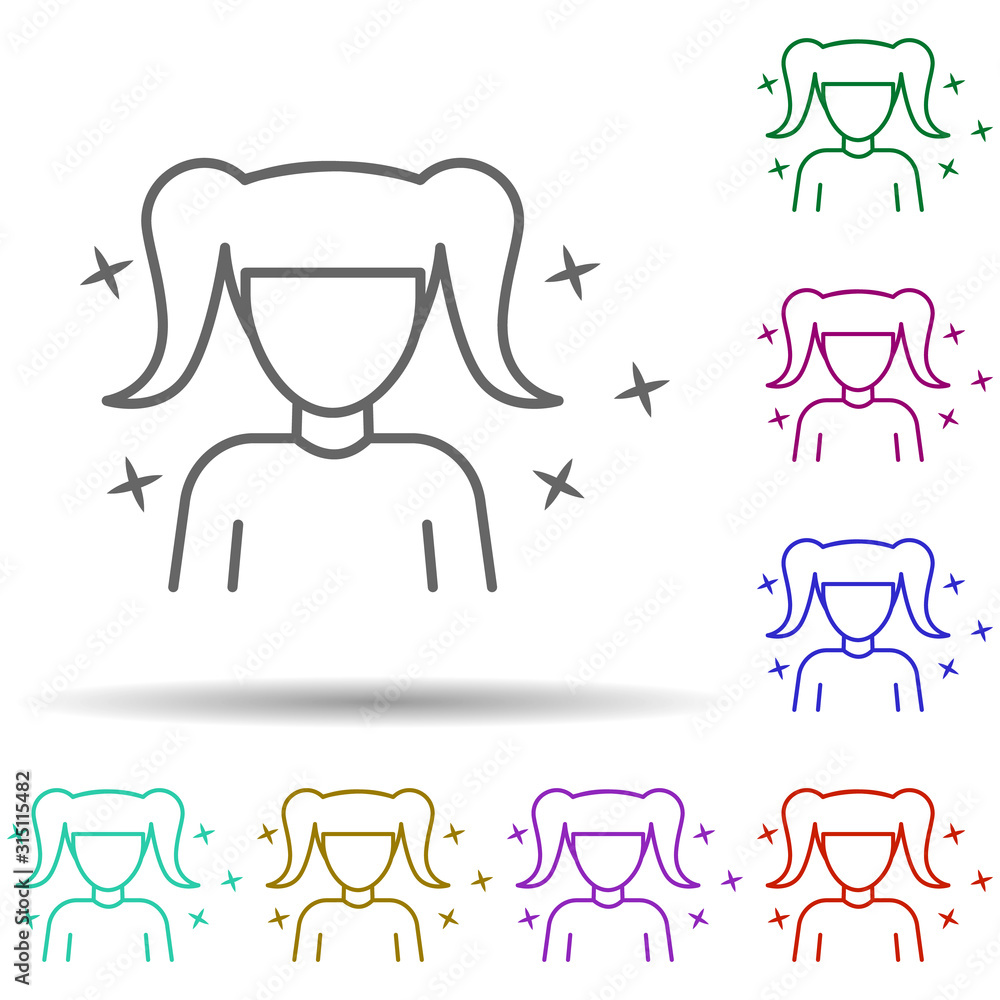 Poster child girl avatar multi color style icon. simple thin line, outline vector of avatar icons for ui an