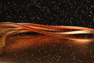 Abstract background. Gold (bronze) wave on black.