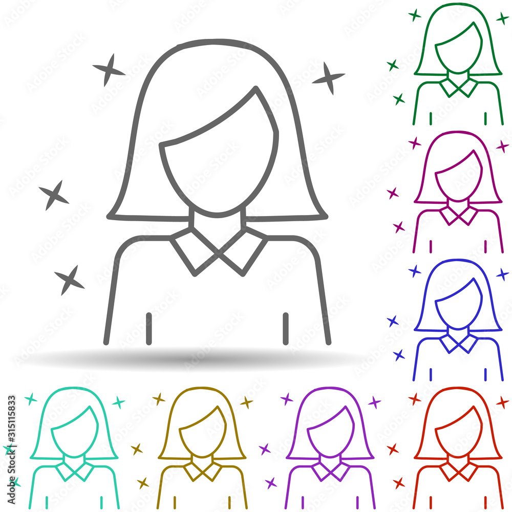 Poster woman worker avatar multi color style icon. simple thin line, outline vector of avatar icons for ui 