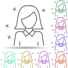 Woman worker avatar multi color style icon. Simple thin line, outline vector of avatar icons for ui and ux, website or mobile application