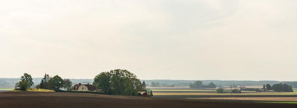 Farm scenery in rural landscape in Link&ouml;ping, Sweden