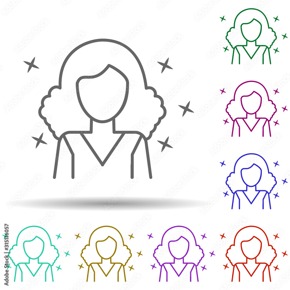 Poster woman young avatar multi color style icon. simple thin line, outline vector of avatar icons for ui a
