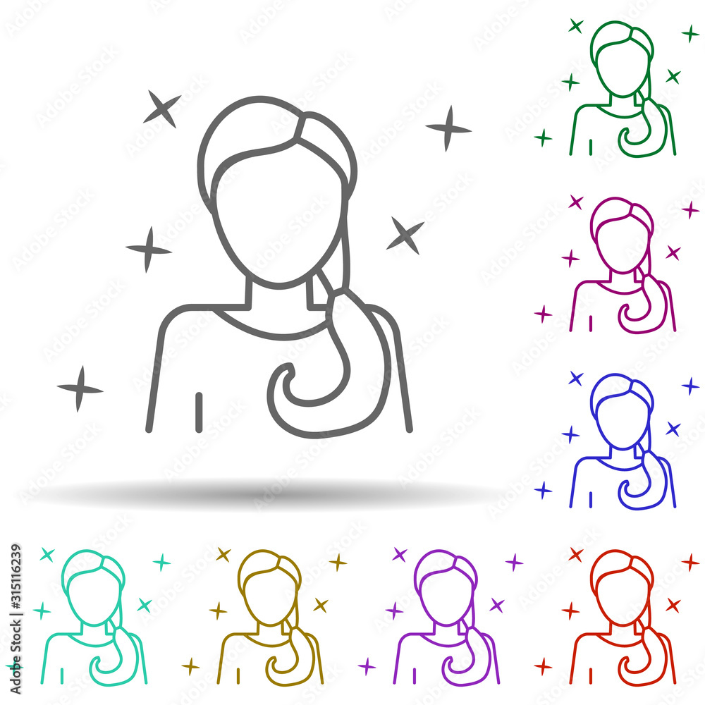 Poster girl student young multi color style icon. simple thin line, outline vector of avatar icons for ui a