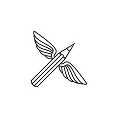 Winged pencil creativity concept vector icon