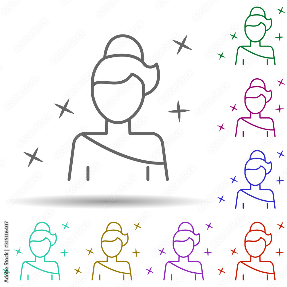 Poster girl avatar multi color style icon. simple thin line, outline vector of avatar icons for ui and ux, 