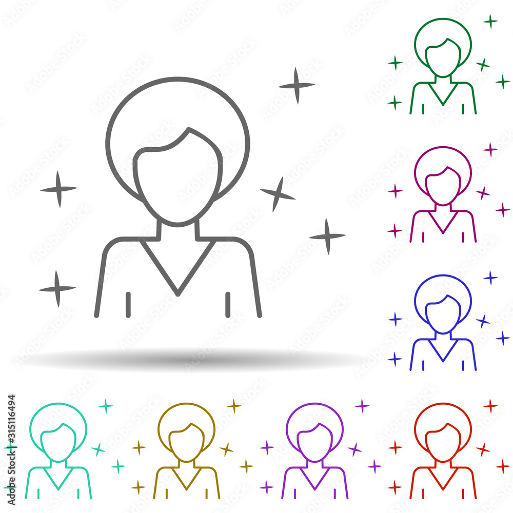 Poster woman avatar multi color style icon. simple thin line, outline vector of avatar icons for ui and ux,