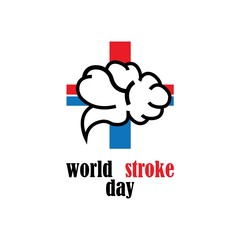 World stroke day design. Vector concept for banners or posters in flat style. Human head in profile view and text template