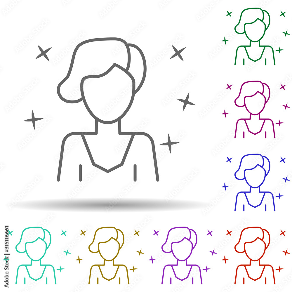 Aufkleber woman avatar multi color style icon. simple thin line, outline vector of avatar icons for ui and ux,