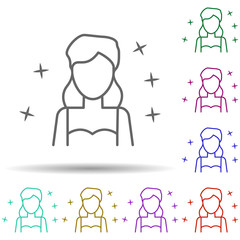 Girl young avatar multi color style icon. Simple thin line, outline vector of avatar icons for ui and ux, website or mobile application