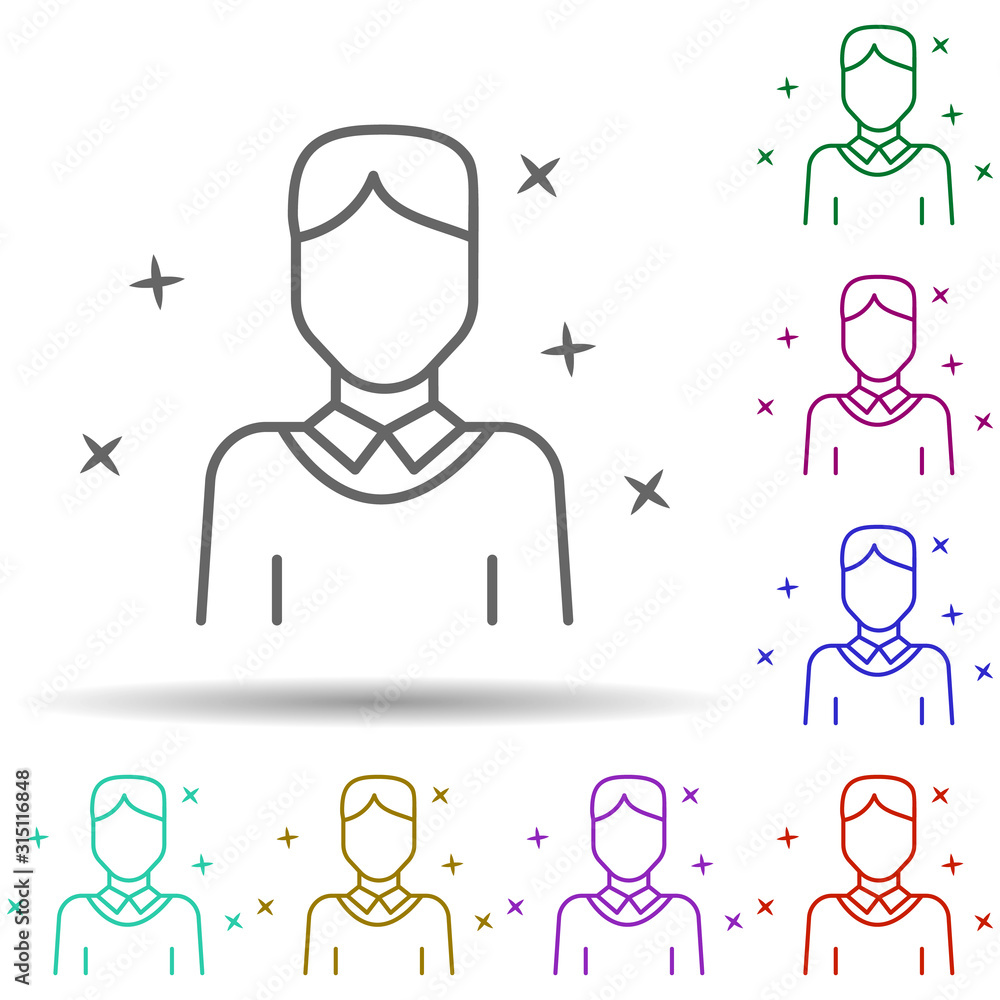 Poster man student avatar multi color style icon. simple thin line, outline vector of avatar icons for ui a