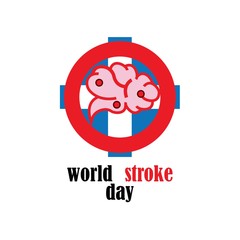 World stroke day design. Vector concept for banners or posters in flat style. Human head in profile view and text template