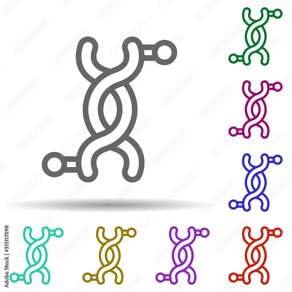 Poster genetics, dna structure in multi color style icon. simple thin line, outline vector of bioengineerin