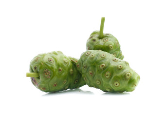 Noni fruit on white background