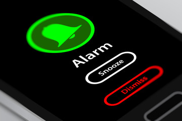 Smartphone with Alarm Clock on Display