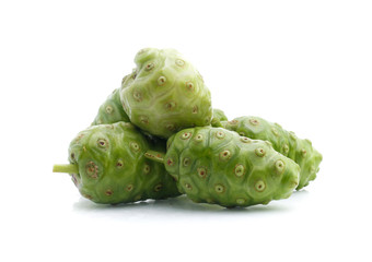 Noni fruit on white background