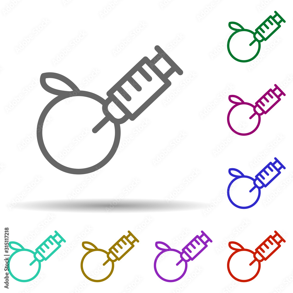 Poster gmo, food in multi color style icon. simple thin line, outline vector of bioengineering icons for ui