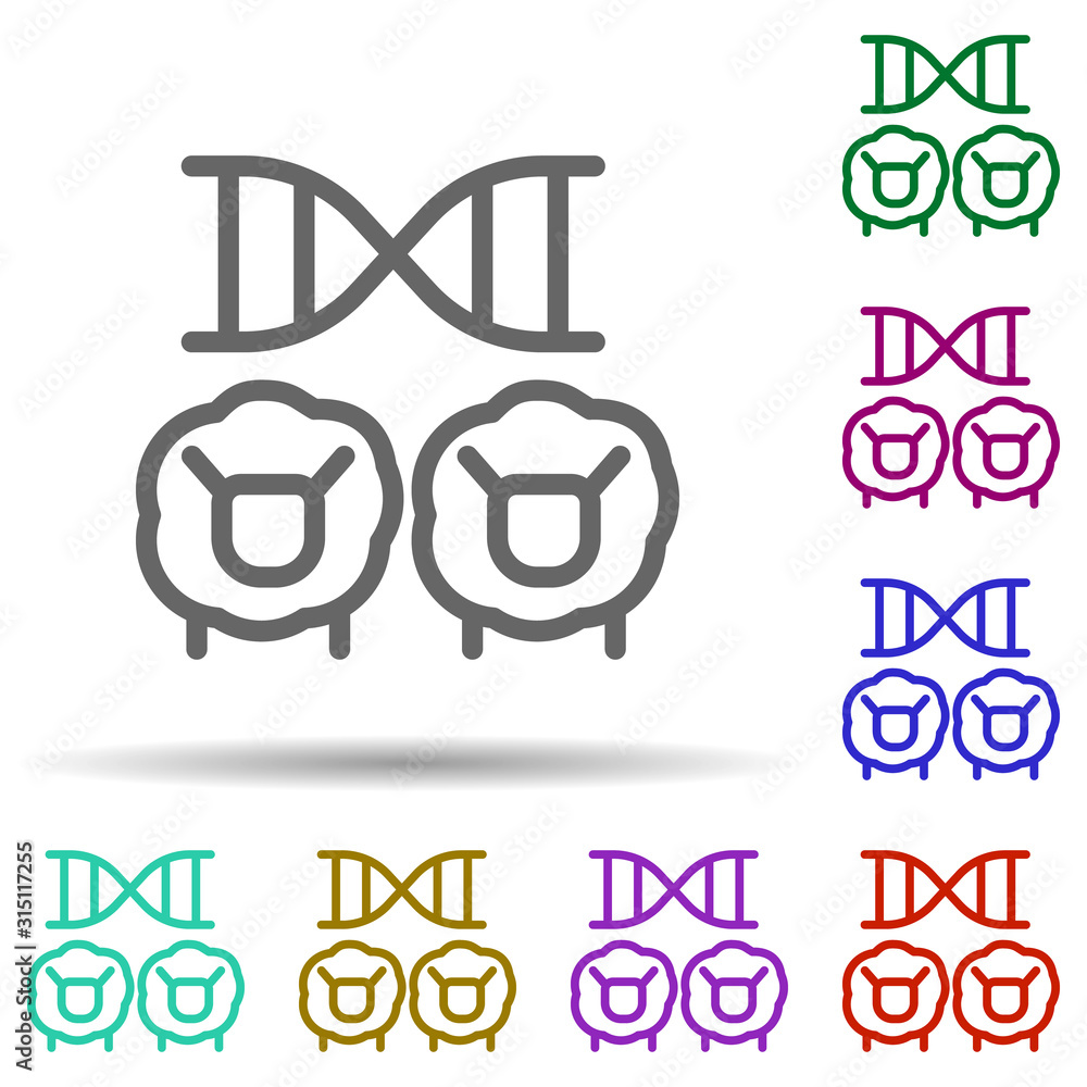 Aufkleber cloning, dna, animal in multi color style icon. simple thin line, outline vector of bioengineering i