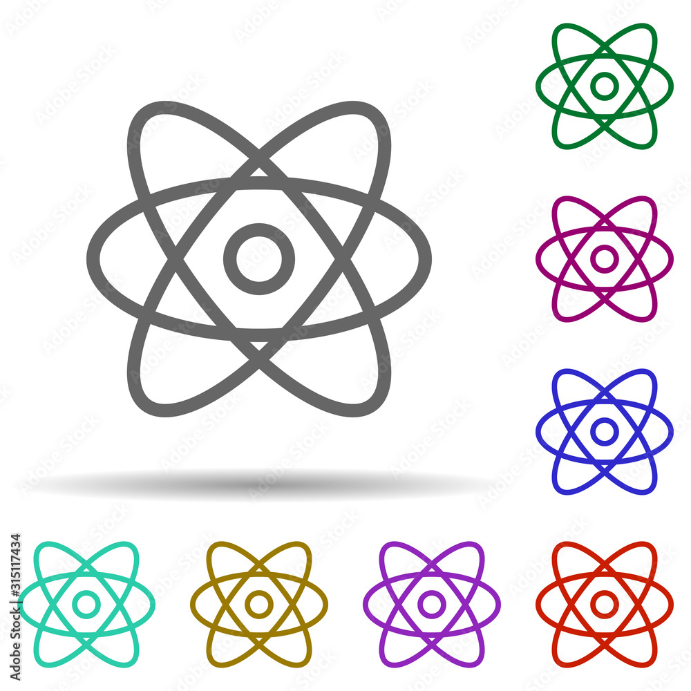 Poster atom, science in multi color style icon. simple thin line, outline vector of bioengineering icons fo