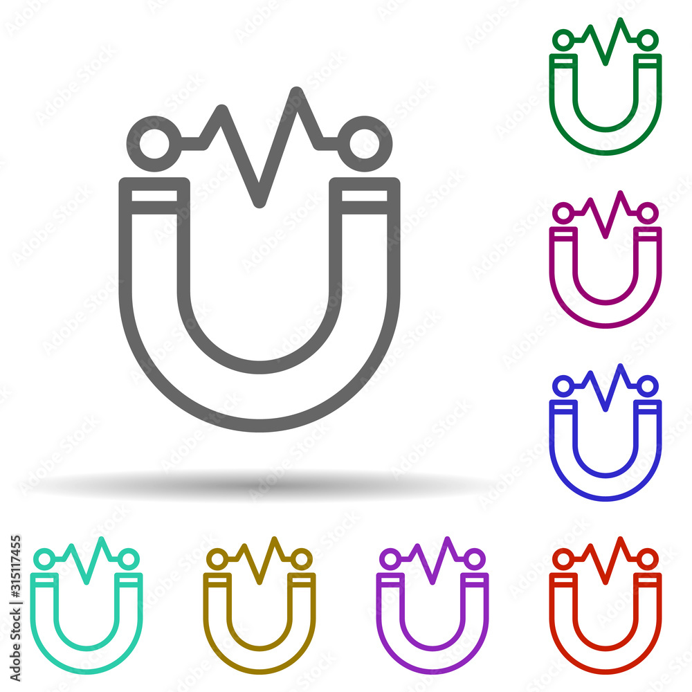 Poster magnet, physics in multi color style icon. simple thin line, outline vector of bioengineering icons 