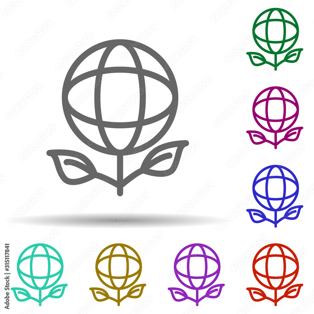 Poster ecology, earth, plant in multi color style icon. simple thin line, outline vector of bioengineering 