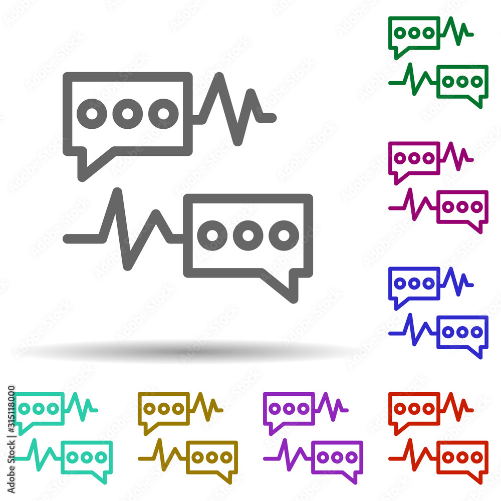 Poster speech bubble, pulse in multi color style icon. simple thin line, outline vector of bioengineering i